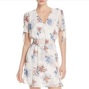 Sage The Label “Sahale” Floral Faux-Wrap Mini Dress White Multi Size S Small